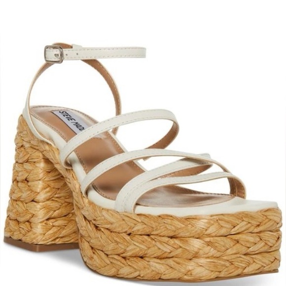 NEW! Steve Madden White Leather Belise Strappy Platform Sandals - Size 9 - Picture 2 of 13